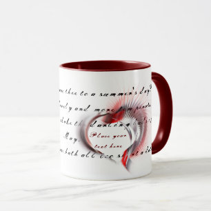 Metall Heart med Shakespeares sonnet 18 Mugg