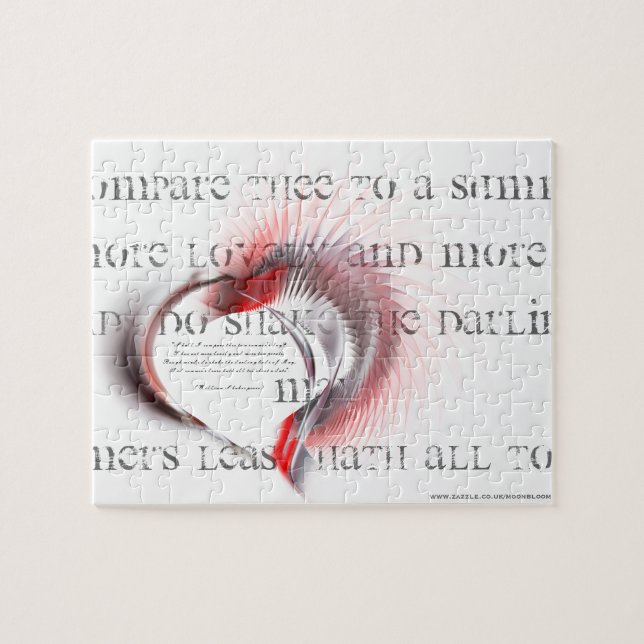 Metall Heart med Shakespeares sonnet 18 Pussel (Horisontell)