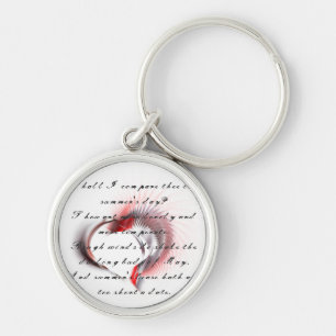 Metall Heart med Shakespeares sonnet 18 Rund Silverfärgad Nyckelring