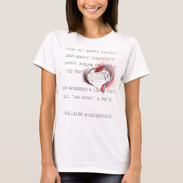 Metall Heart med Shakespeares sonnet 18 T-shirt (Framsida)