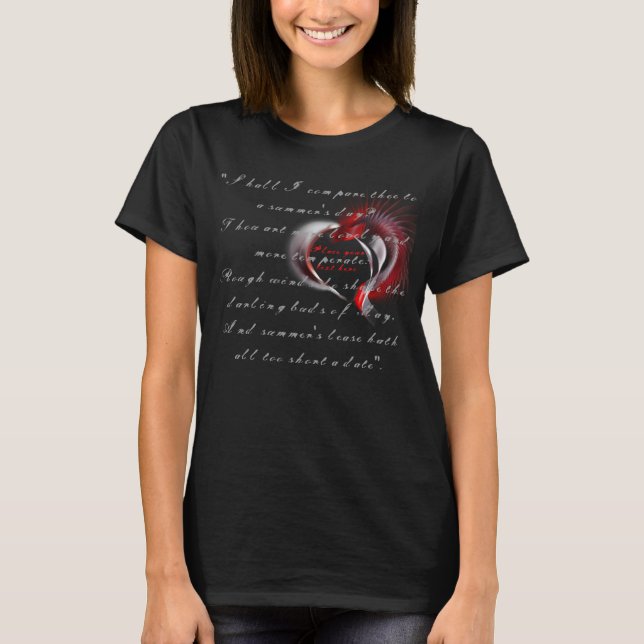 Metall Heart med Shakespeares sonnet 18 T Shirt (Framsida)