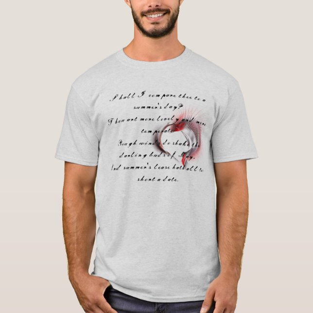 Metall Heart med Shakespeares sonnet 18 Tee (Framsida)