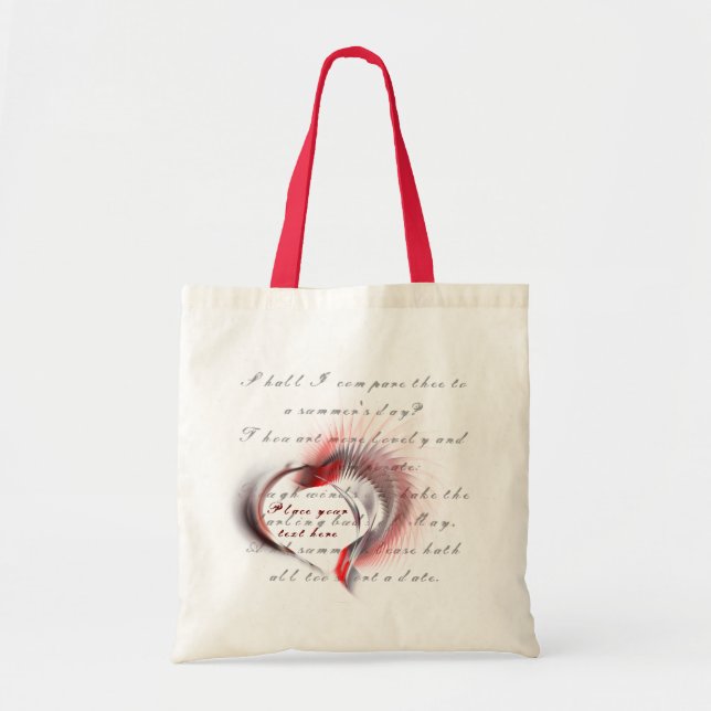 Metall Heart med Shakespeares sonnet 18 Tygkasse (Framsidan)