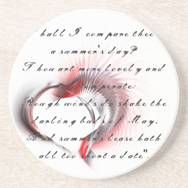 Metall Heart med Shakespeares sonnet 18 Underlägg (Framsidan)