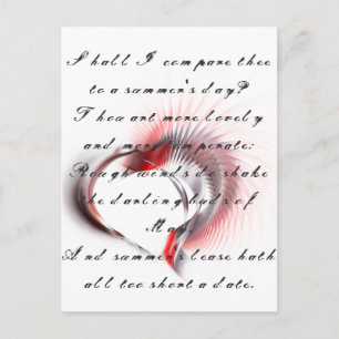 Metall Heart med Shakespeares sonnet 18 Vykort