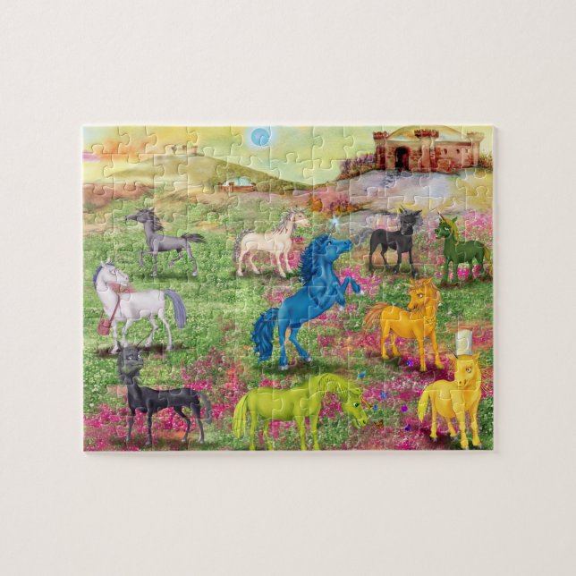 Metall Horn Unicorn Puzzle Pussel (Horisontell)