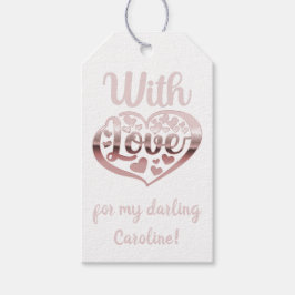 Metall i ro guld ser ut som Valentine hjärta, kärl Presentetikett