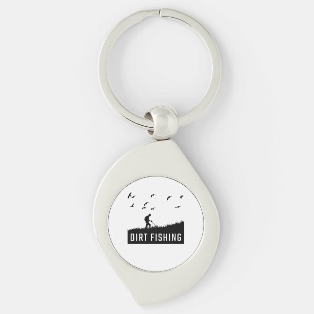 Metall Identifierar Metall-avkännare Swirl Silverfärgad Nyckelring (Framsidan)