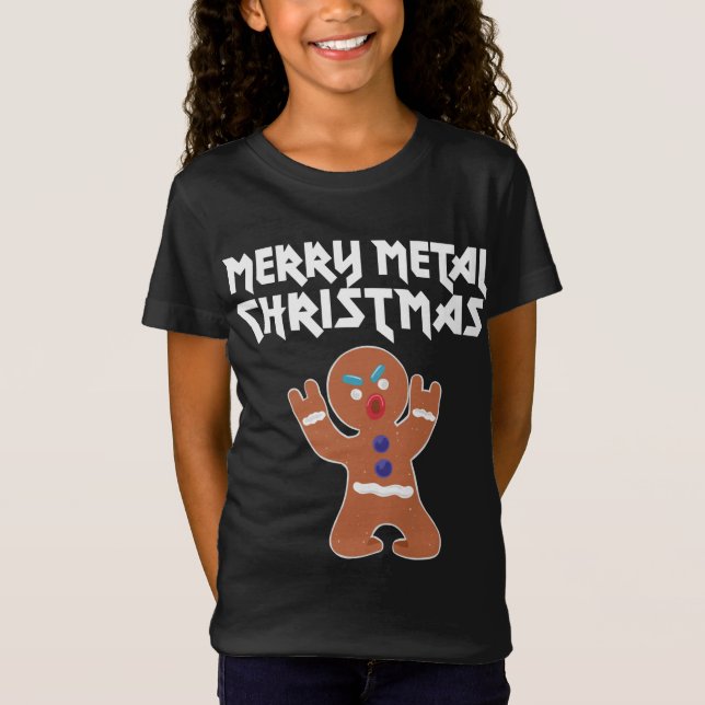 Metall jul, lustig Metall Pepparkaksgubbe T Shirt (Framsida)