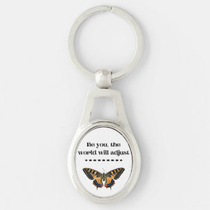 Metall Keychain butterfly Ovalt Silverfärgad Nyckelring