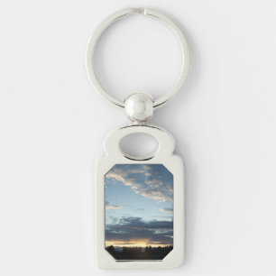 Metall Keychain för blåttsolnedgångdrömmar Rektangulärt Silverfärgad Nyckelring