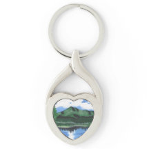 Metall Keychain Mt Tamalpais Painting och Sjö