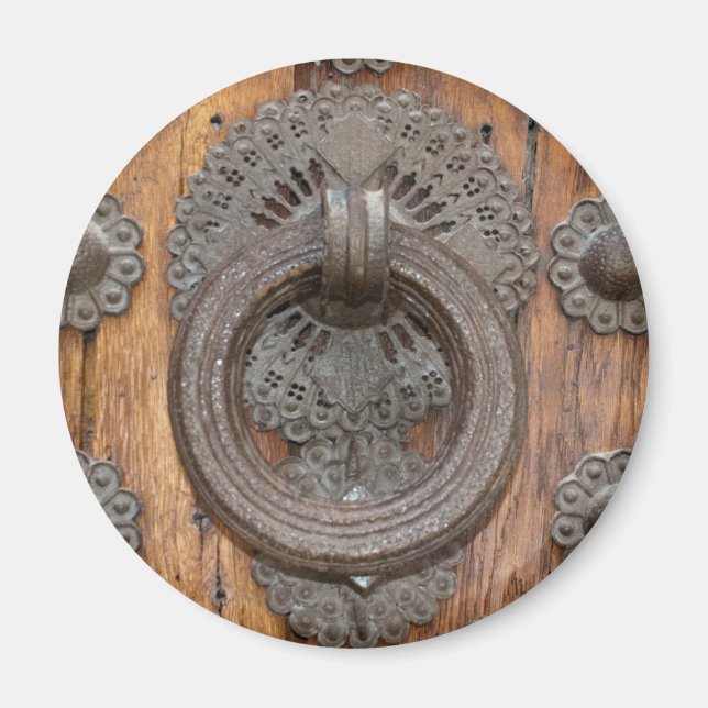 Metall Knocker på gamla trädörrar Magnet (Framsidan)