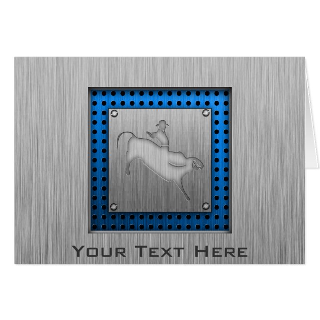 Metall-look tjurryttare hälsningskort (Framsidan Horizontal)