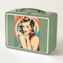 Metall Lunchbox Art Deco Stil Pin Up Girl Poster