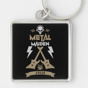Metall Maiden Music Fyrkantig Silverfärgad Nyckelring