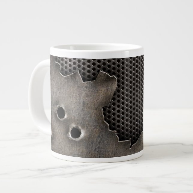 Metall med kulhål bakgrund jumbo mugg (Framsida vänster)