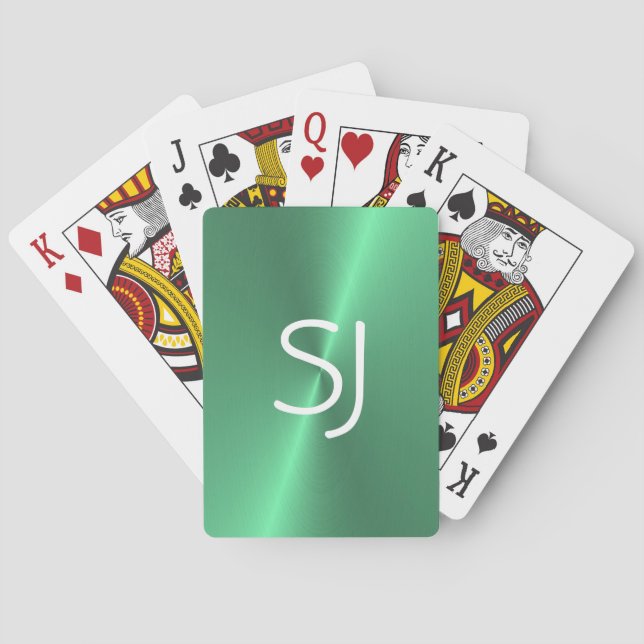 Metall monogram grönt blankt casinokort (Baksidan)