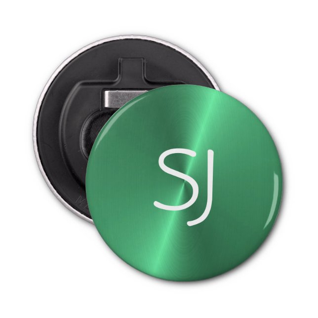 Metall monogram grönt blankt flasköppnare (Framsidan)