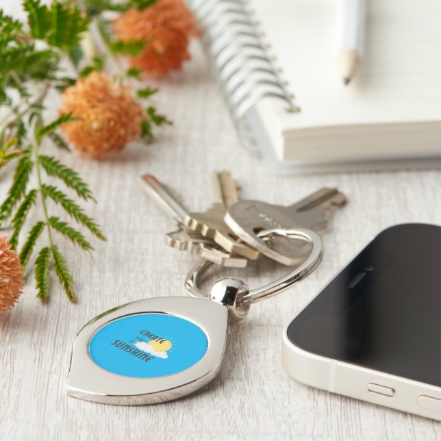 Metall-nyckelkedjor Skapar ditt eget solsken Swirl Silverfärgad Nyckelring (Sidan)