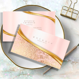 Metall och Crinkled Foil Wave Ro Guld ID811 Visitkort