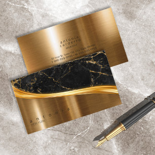 Metall och Glitter Marble Wave Black Guld ID808 Visitkort