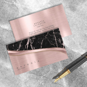 Metall och Glitter Marble Wave Blk Ro Guld ID808 Visitkort