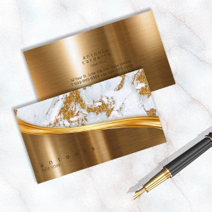 Metall och Glitter Marble Wave Guld ID808 Visitkort
