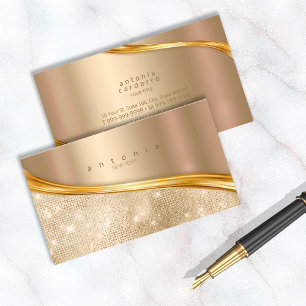Metall och Glitter Wave Guld ID807 Visitkort