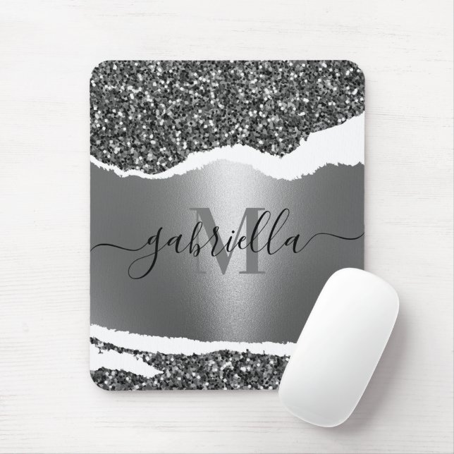 Metall och Silver Glitter Musmatta (Med mus)