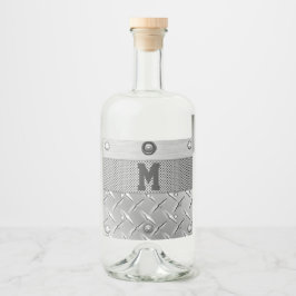 Metall och stålvätska spritflaskor etikett