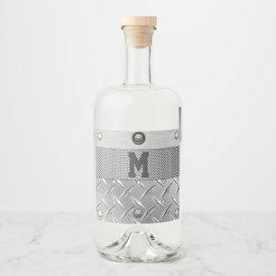 Metall och stålvätska spritflaskor etikett