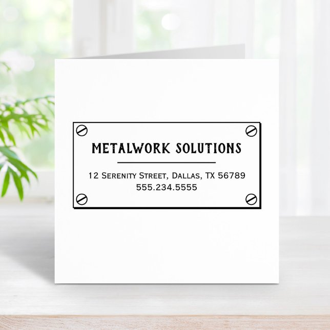 Metall Plate med Screws Business Adress Stämpel (Skapare uppladdad)