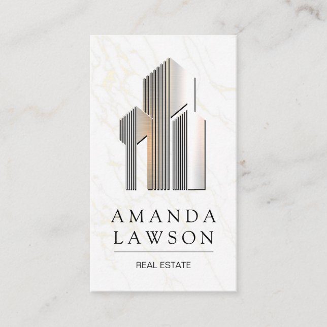 Metall Real Gods Byggnad Logotyp Tidsbeställning Kort (Framsida)