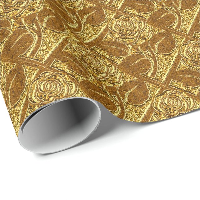 Metall Ro-17-Guld--Gift Wrapping Papper Presentpapper (Rullad Hörn)