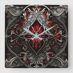 Metall Ruby Art Fyrkantig Klocka