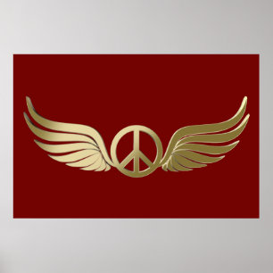 Metall ser fredssymbol ut med vingar poster