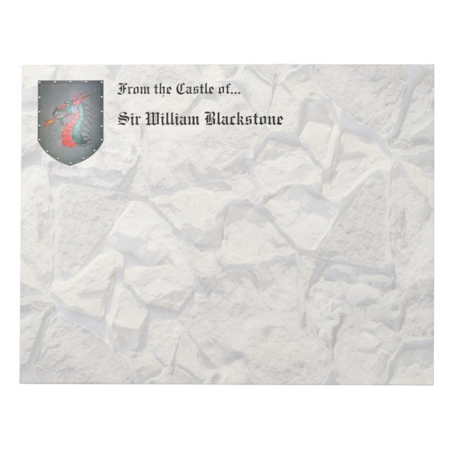 Metall Shield Dragon Stone look Anteckningsblock (Framsida)
