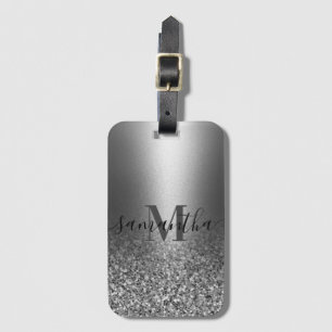 Metall Silver Glitter Bagagebricka