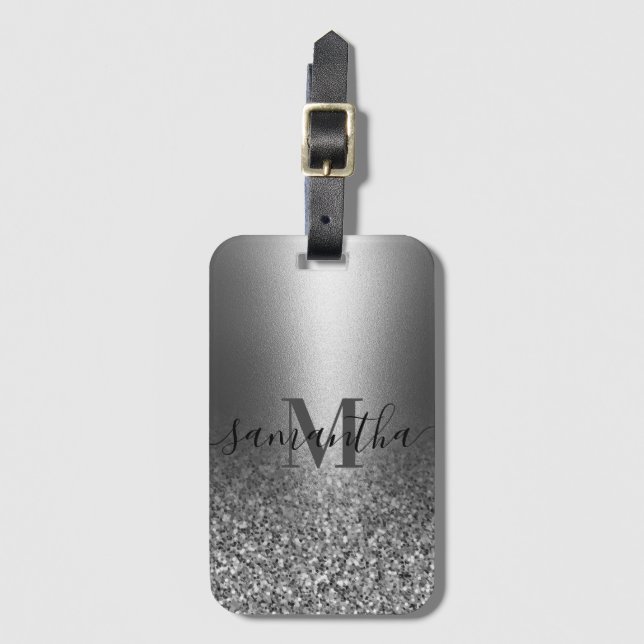 Metall Silver Glitter Bagagebricka (Framsida vertikal)
