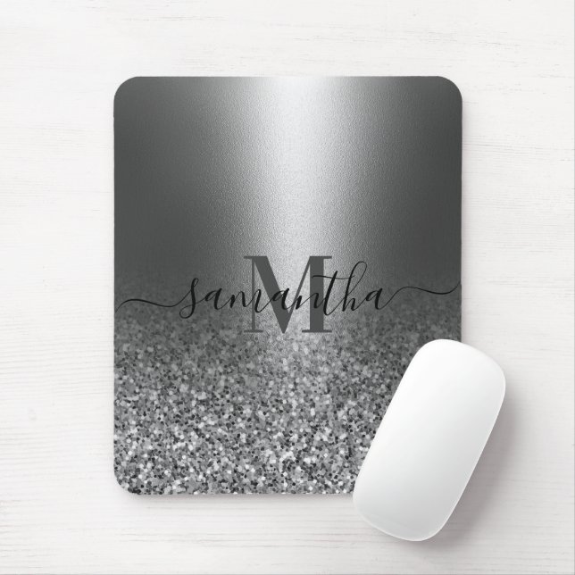 Metall Silver Glitter Musmatta (Med mus)