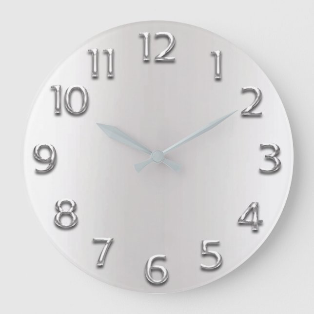 Metall Silver Grått Grått arabisk -minimalism Stor Klocka (Framsida)