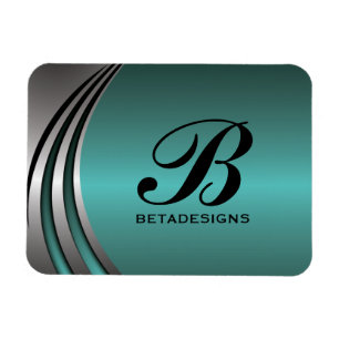 Metall silver grått teal, monogram anpassningsbar magnet