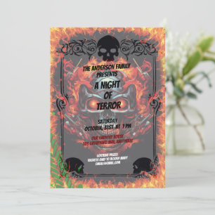 Metall Skull flame Halloween Inbjudningar