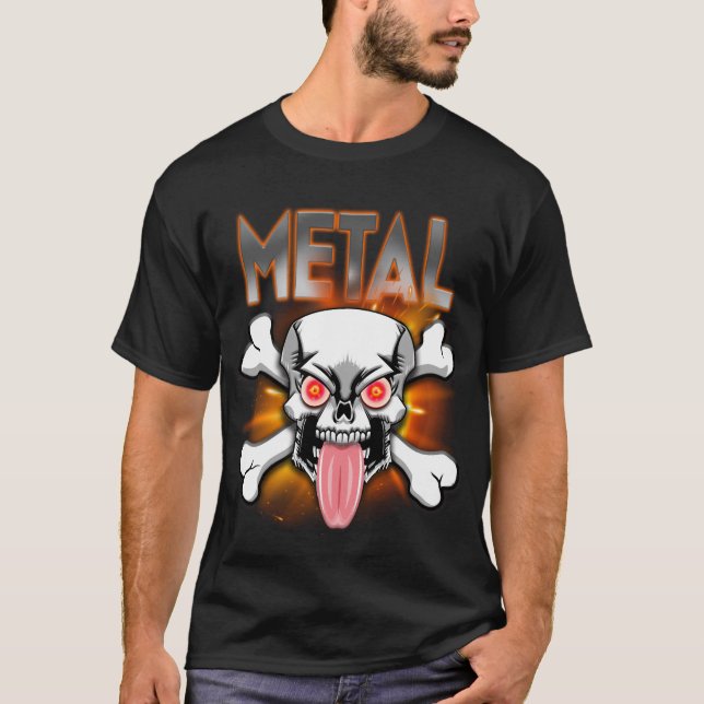 METALL!  Skull och korsben, Tunga utstuck T Shirt (Framsida)