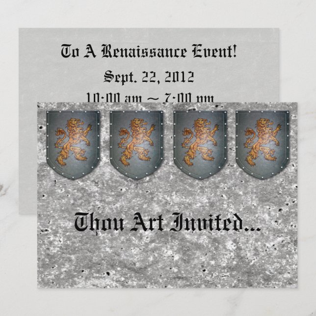 Metall skyddar den lejona gråa Fauxstenen Inbjudningar (Fram/baksida)