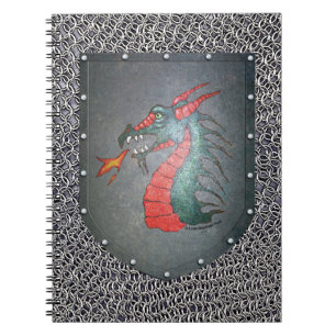 Metall skyddar drakeChainmail bakgrund Anteckningsbok