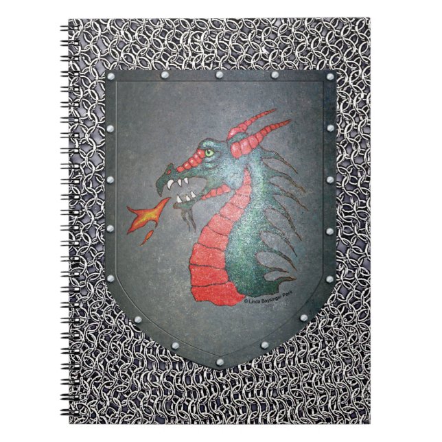Metall skyddar drakeChainmail bakgrund Anteckningsbok (Framsidan)
