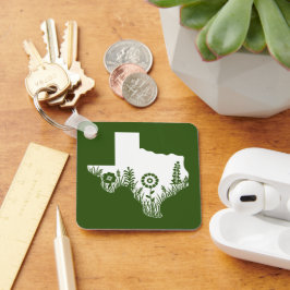Metall Square Keychain Texas Disline Forest Grönt Nyckelring