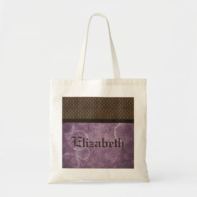 Metall Stampunk Bag, Lila Tygkasse (Framsidan)